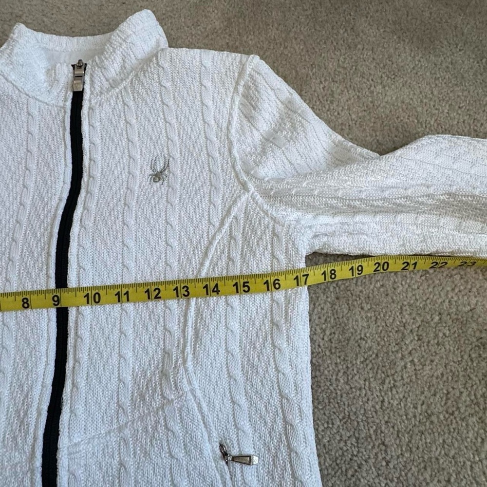 Spyder Womens Core Cable Knit Sweater Jacket Full Zip Pockets White Medium - Picture 8 of 8